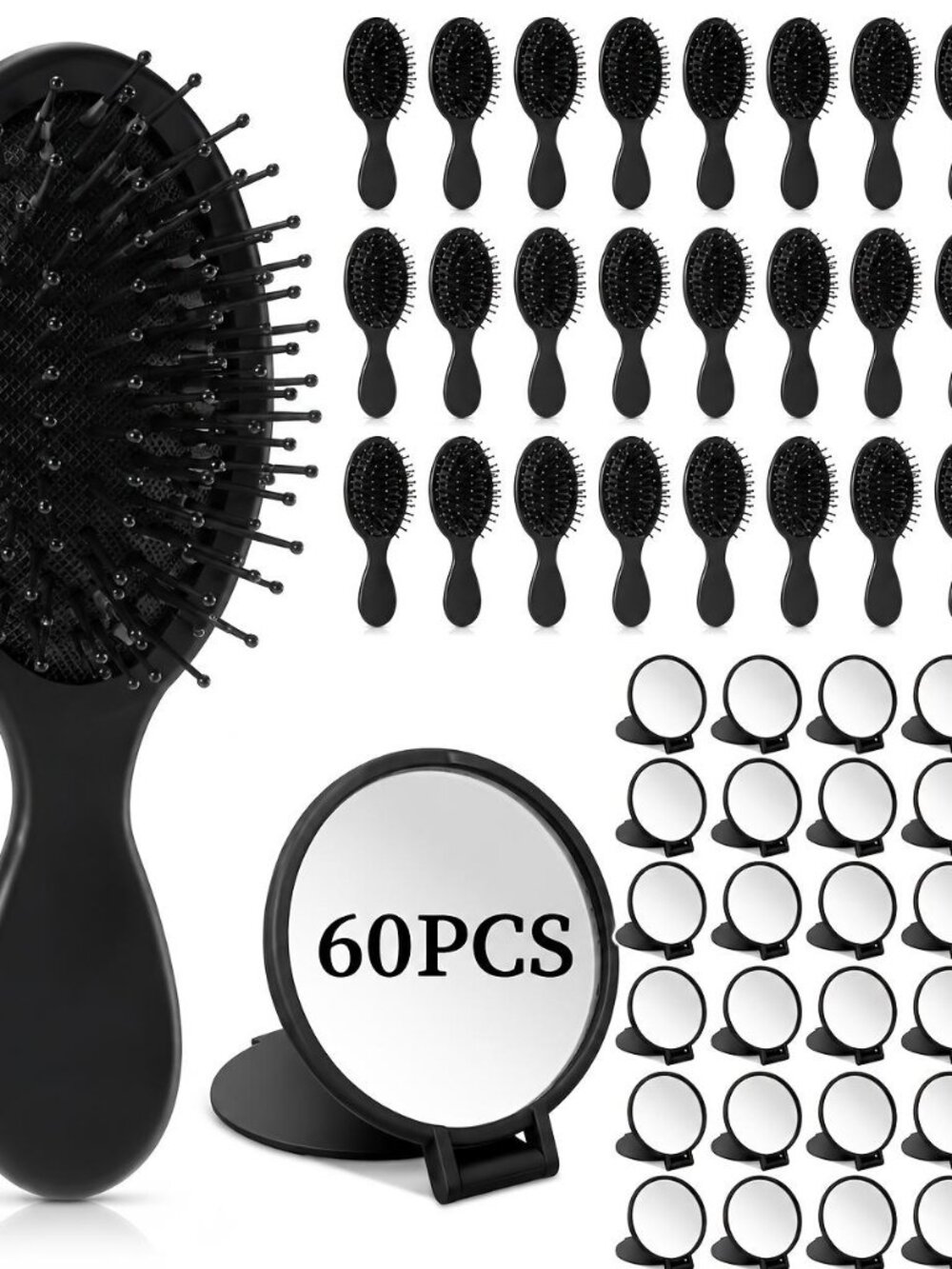 30 pcs Hair Brush and Mirror Set, Portable Hair Comb Kit with Handheld Cosmetic